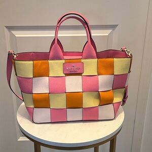 Kate Spade Pink and Yellow Checkered Tote